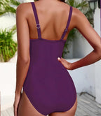 Dark Purple Tummy Control Crisscross Tape Swimwear
