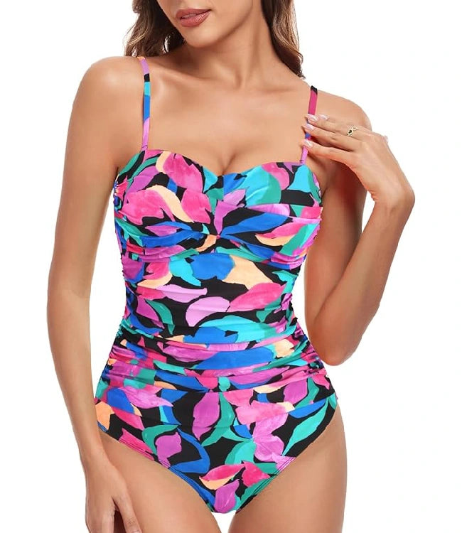 Floral Women’s Twist-Front Shirred One-Piece Swimsuit