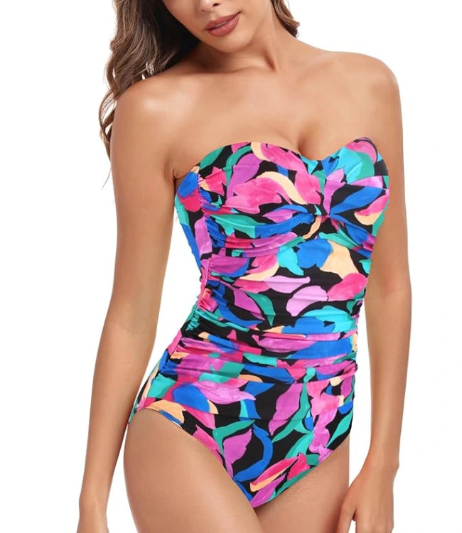 Floral Women’s Twist-Front Shirred One-Piece Swimsuit