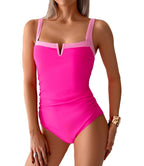 V-Neck Tummy Control Crisscross Back Swimwear