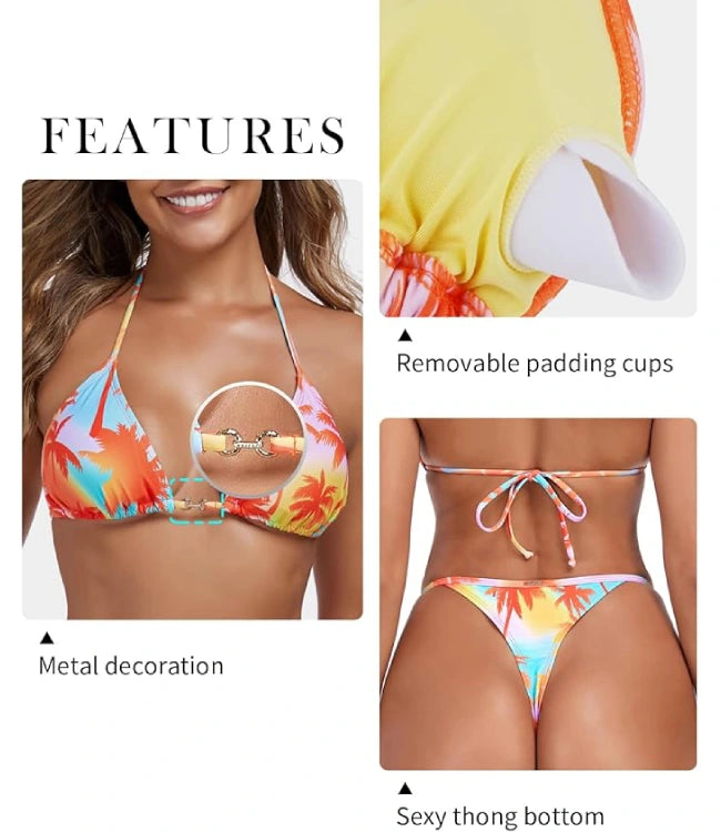 Floral Sexy Brazilian Cut Two-Piece Swimsuit