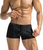 Black Square Leg Swim Brief Board Shorts