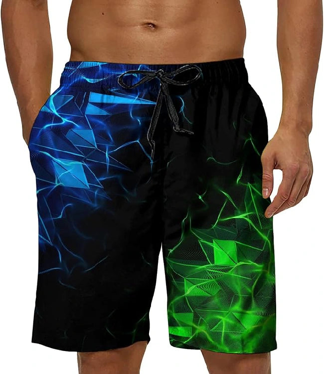 Black Board Shorts with Mesh Lining, Drawstring & Pockets