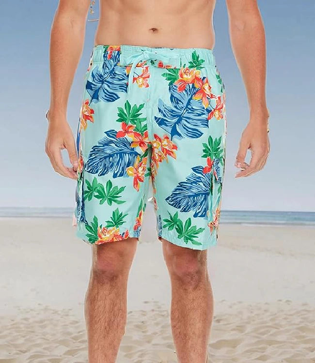 Floral Men’s Big Miles Extended-Size Swim Trunks