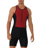 Red Black Men’s One-Piece Rash Guard Swimsuit