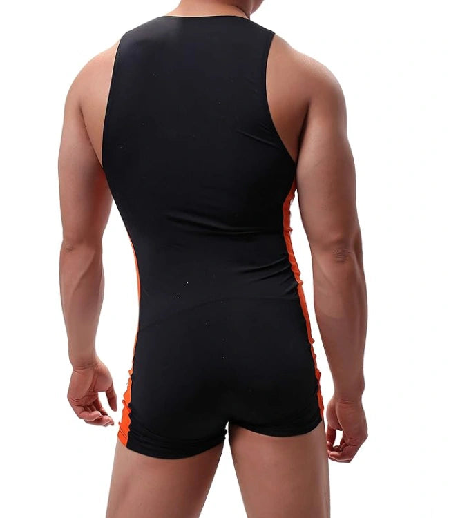 Black Men’s One-Piece Bodysuit Jumpsuit