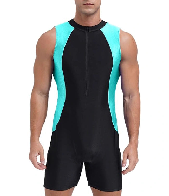 Men’s Sleeveless Front Zipper Athletic Swim Suit