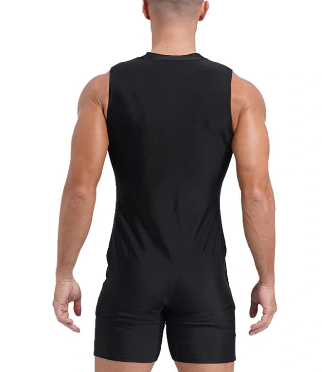 Men’s Sleeveless Front Zipper Athletic Swim Suit