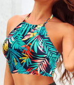 Floral High Neck Swimwear Bikini Top