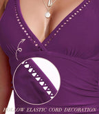 Dark Purple Tummy Control Crisscross Tape Swimwear