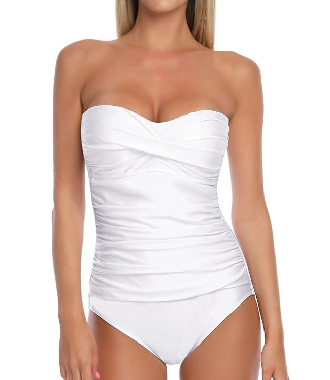 Women’s Twist-Front Shirred One-Piece Swimsuit