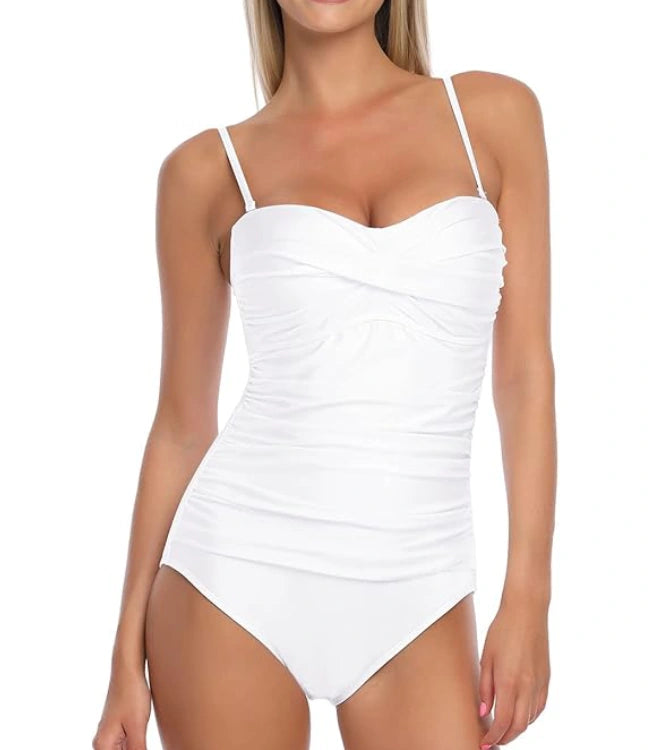 Women’s Twist-Front Shirred One-Piece Swimsuit