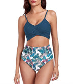 High-Waist Two-Piece Bikini Set - Grey