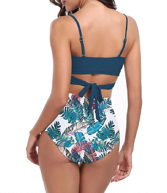 High-Waist Two-Piece Bikini Set - Grey