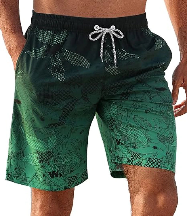 Men’s Quick-Dry Swim Trunks with Mesh Lining Green
