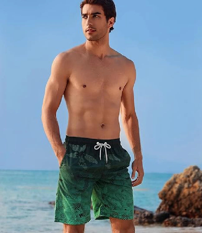 Men’s Quick-Dry Swim Trunks with Mesh Lining Green