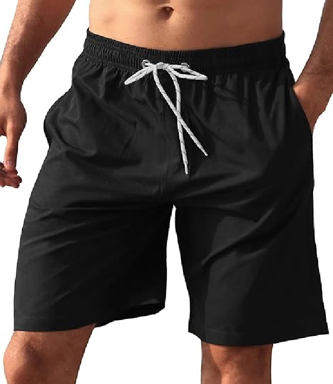 Men’s Quick-Dry Swim Trunks with Mesh Lining Black