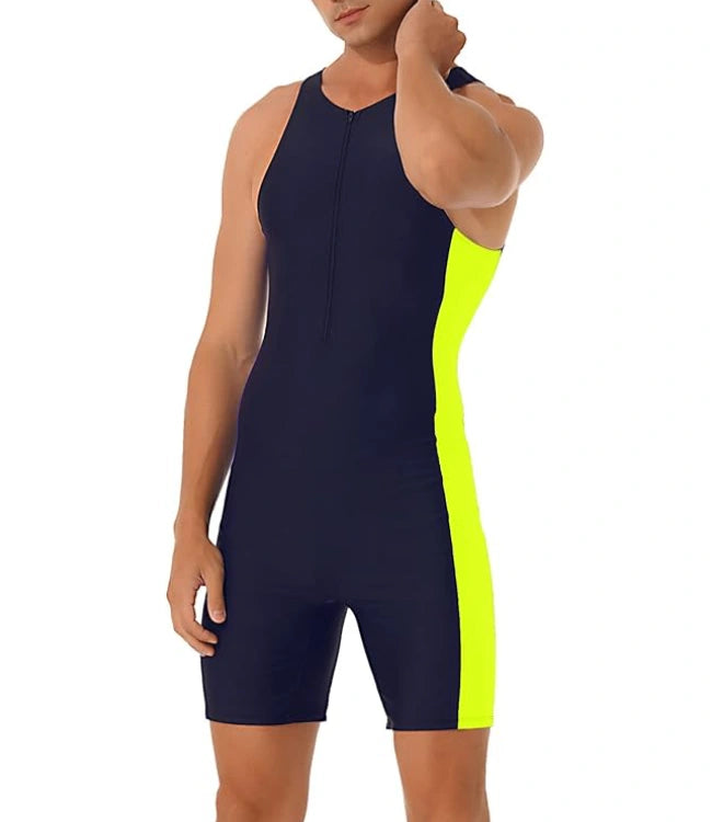 Athletic Spandex Jumpsuit with Front Zipper, Shorty Wetsuit & UPF 50+