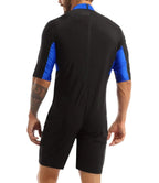 Blue Black Short-Sleeve Color Block Shorty Wetsuit
