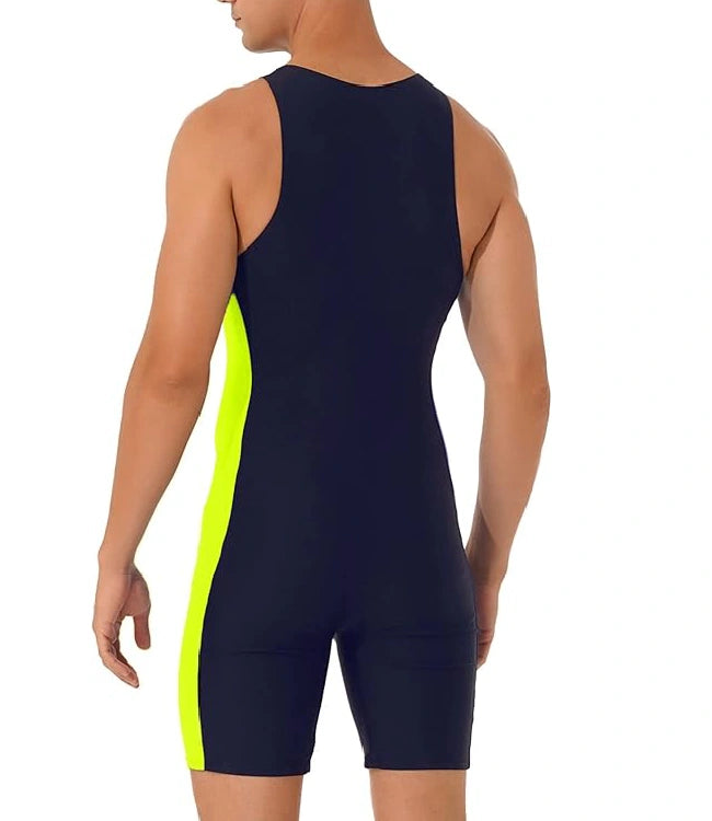 Athletic Spandex Jumpsuit with Front Zipper, Shorty Wetsuit & UPF 50+